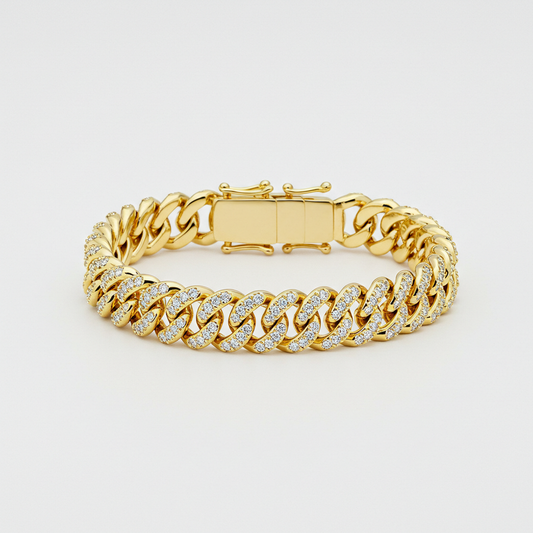 10K Yellow Gold Moissanite Cuban Bracelet