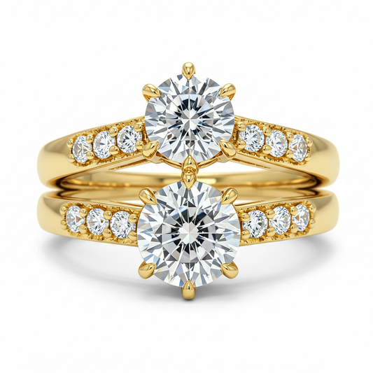 10K Yellow Gold Moissanite Duo Set