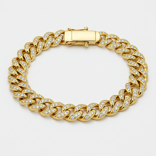 10K Yellow Gold Moissanite Monaco Cuban Bracelet
