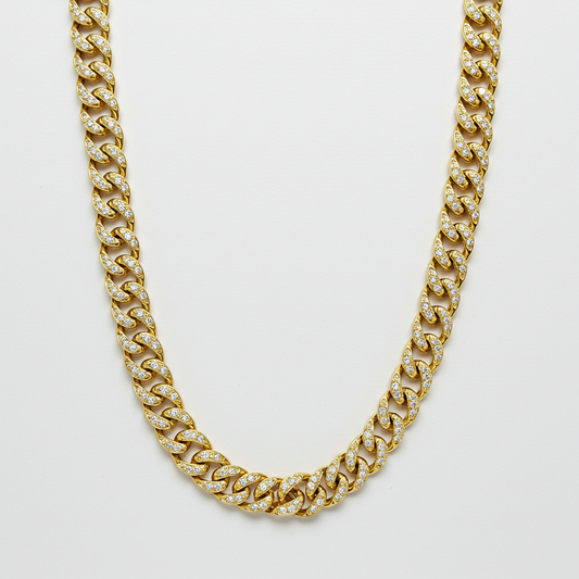 10K Yellow Gold Moissanite Monaco Cuban Chain