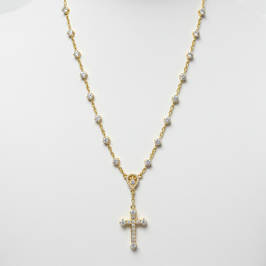 10K Yellow Gold Moissanite Rosary Chain