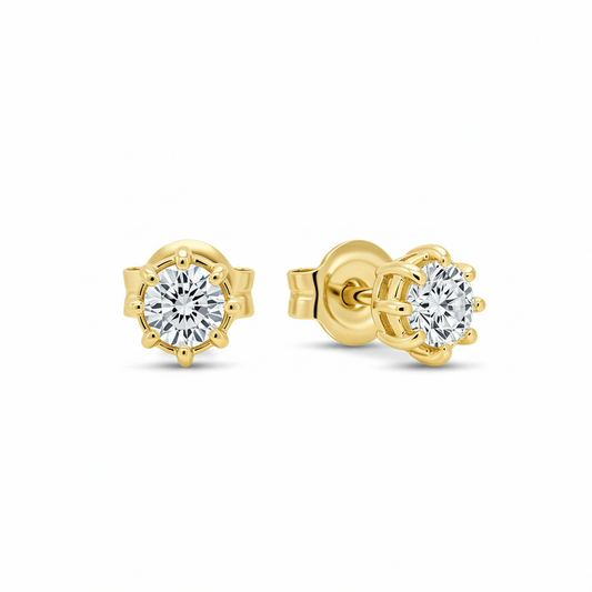10K Yellow Gold Moissanite Solitaire Earrings