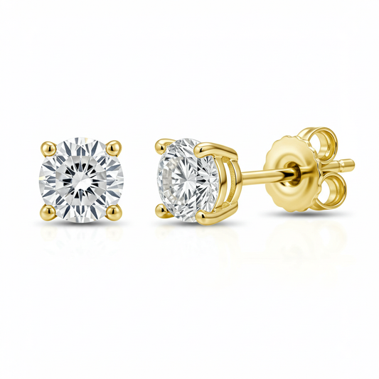 10K Yellow Gold Moissanite Stud Earrings