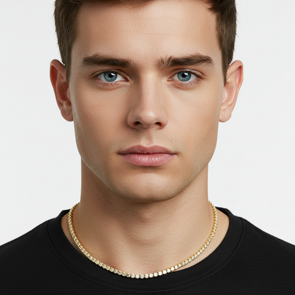 10K Yellow Gold Moissanite Tennis Chain