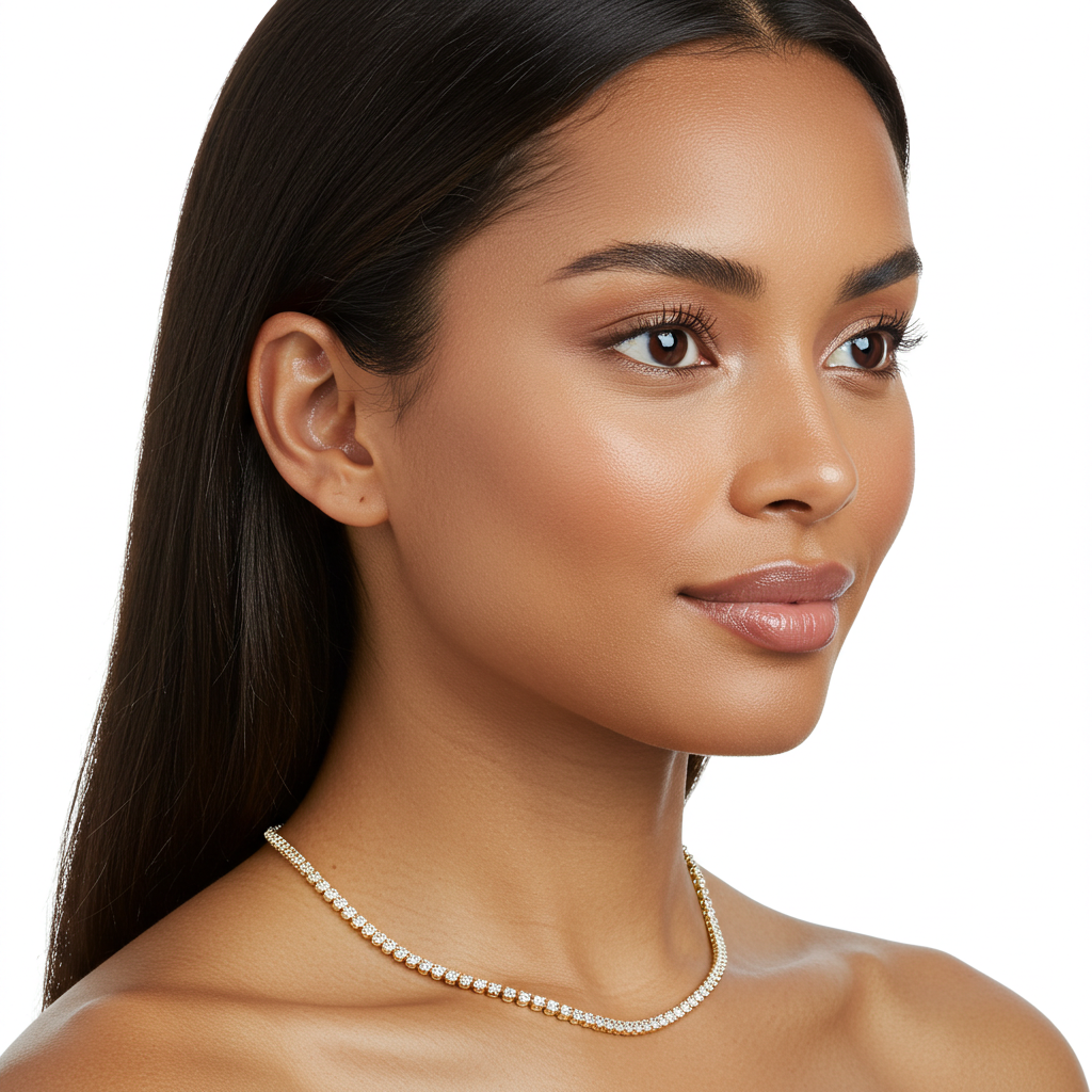 10K Yellow Gold Moissanite Tennis Chain