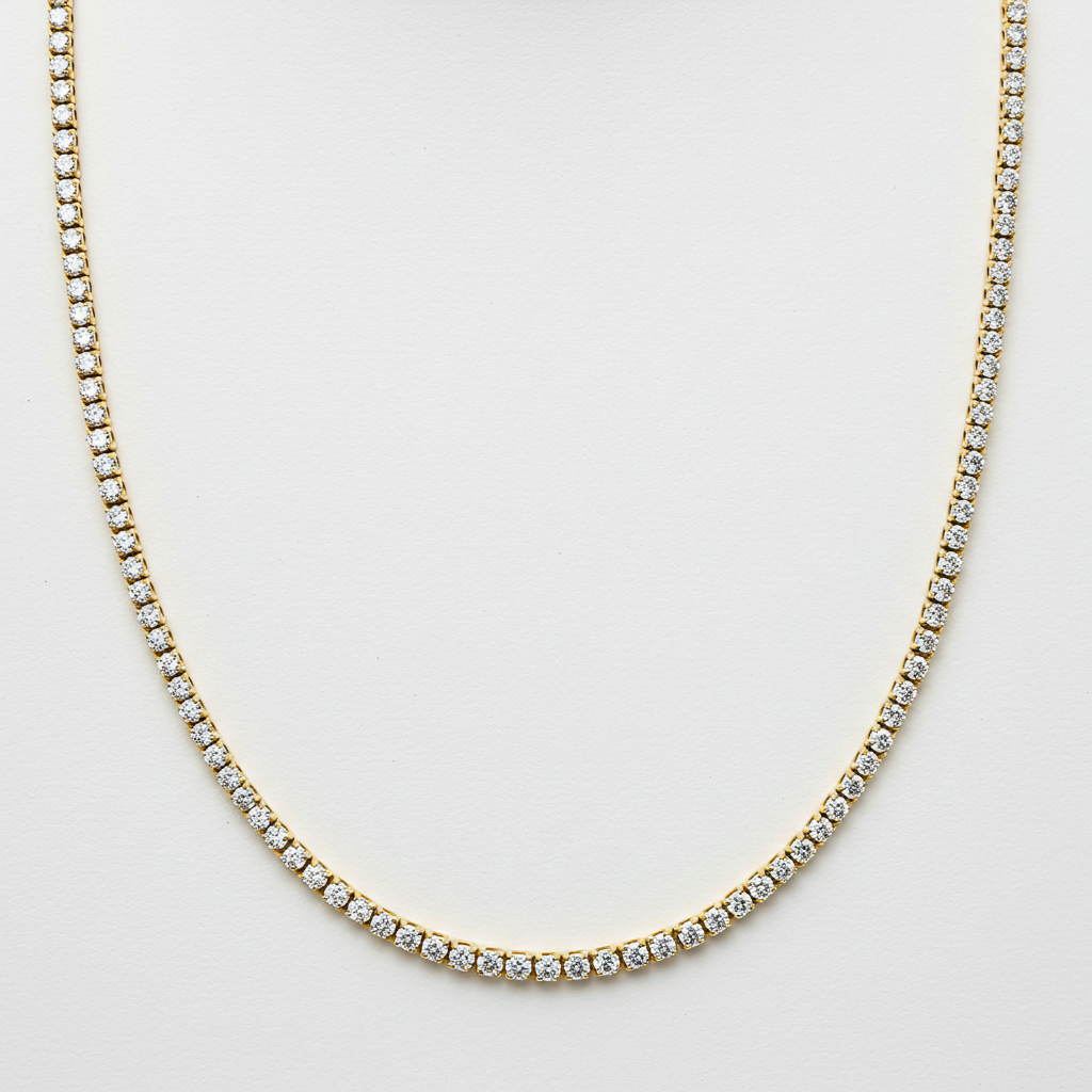 10K Yellow Gold Moissanite Tennis Chain