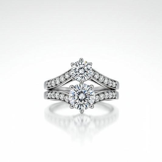 10K White Gold Moissanite Duo Set