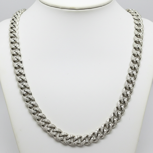 925 Sterling Silver Moissanite Monaco Cuban Chain