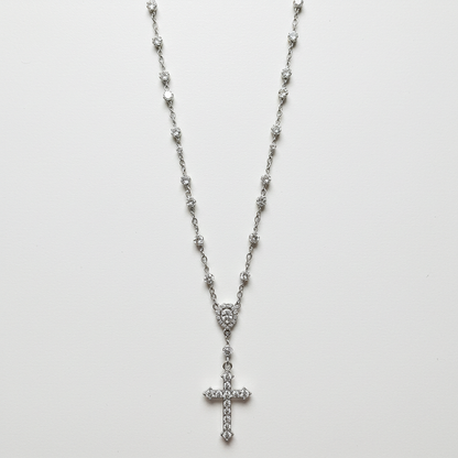 10K White Gold Moissanite Rosary Chain