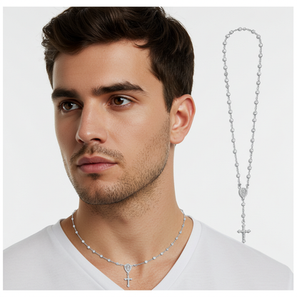 10K White Gold Moissanite Rosary Chain