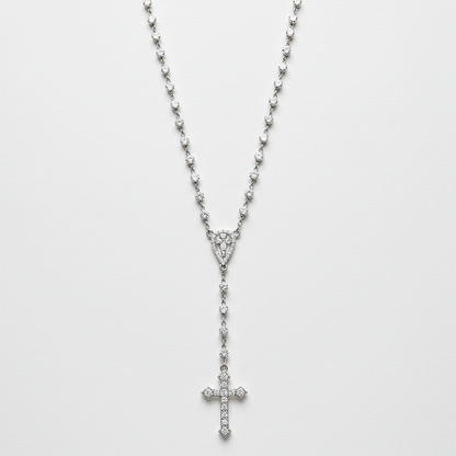 10K White Gold Moissanite Rosary Chain