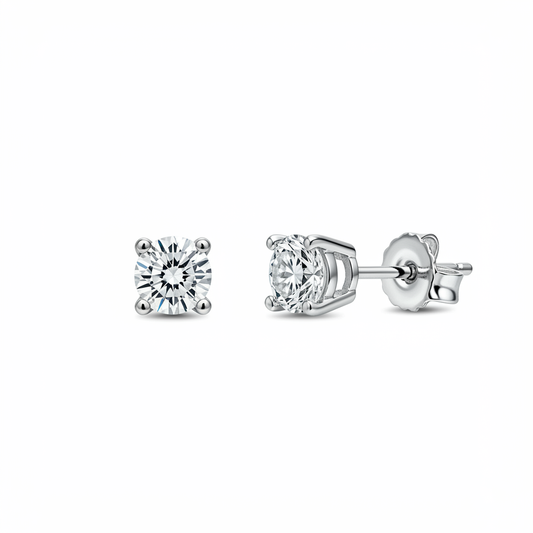 925 Sterling Silver Moissanite Solitaire Earrings