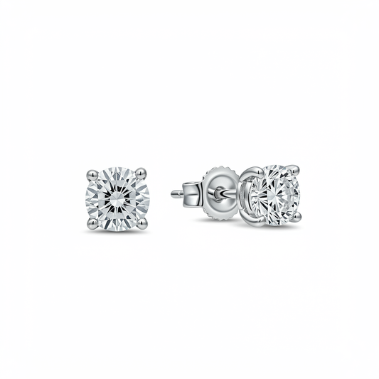 10K White Gold Moissanite Solitaire Earrings