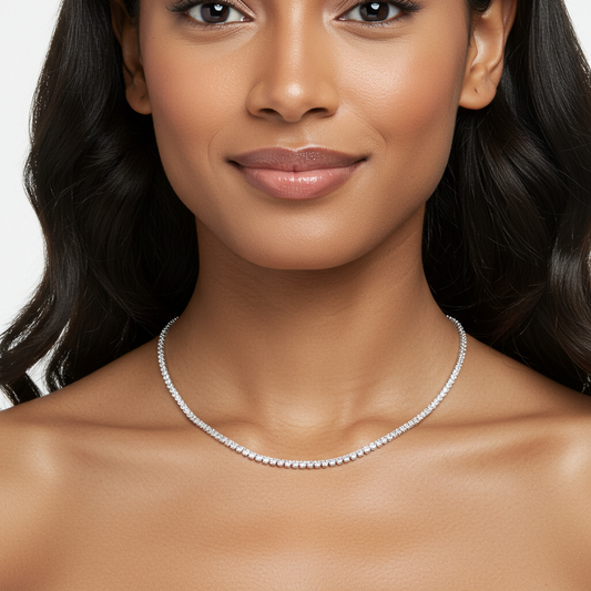 10K White Gold Moissanite Tennis Chain