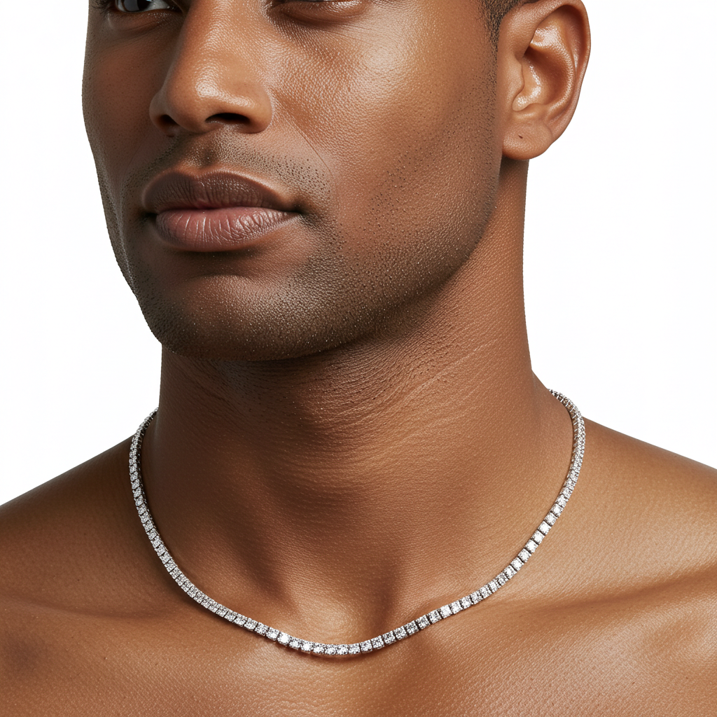 925 Sterling Silver Moissanite Tennis Chain